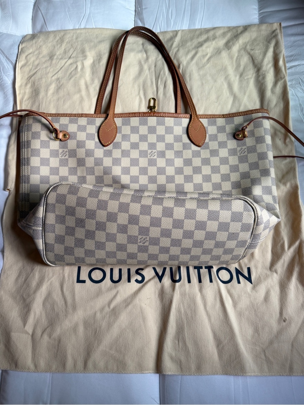 Louis Vuitton Damier Azur Canvas Tote — MM - Cream/Light Brown - Picture 2 of 5